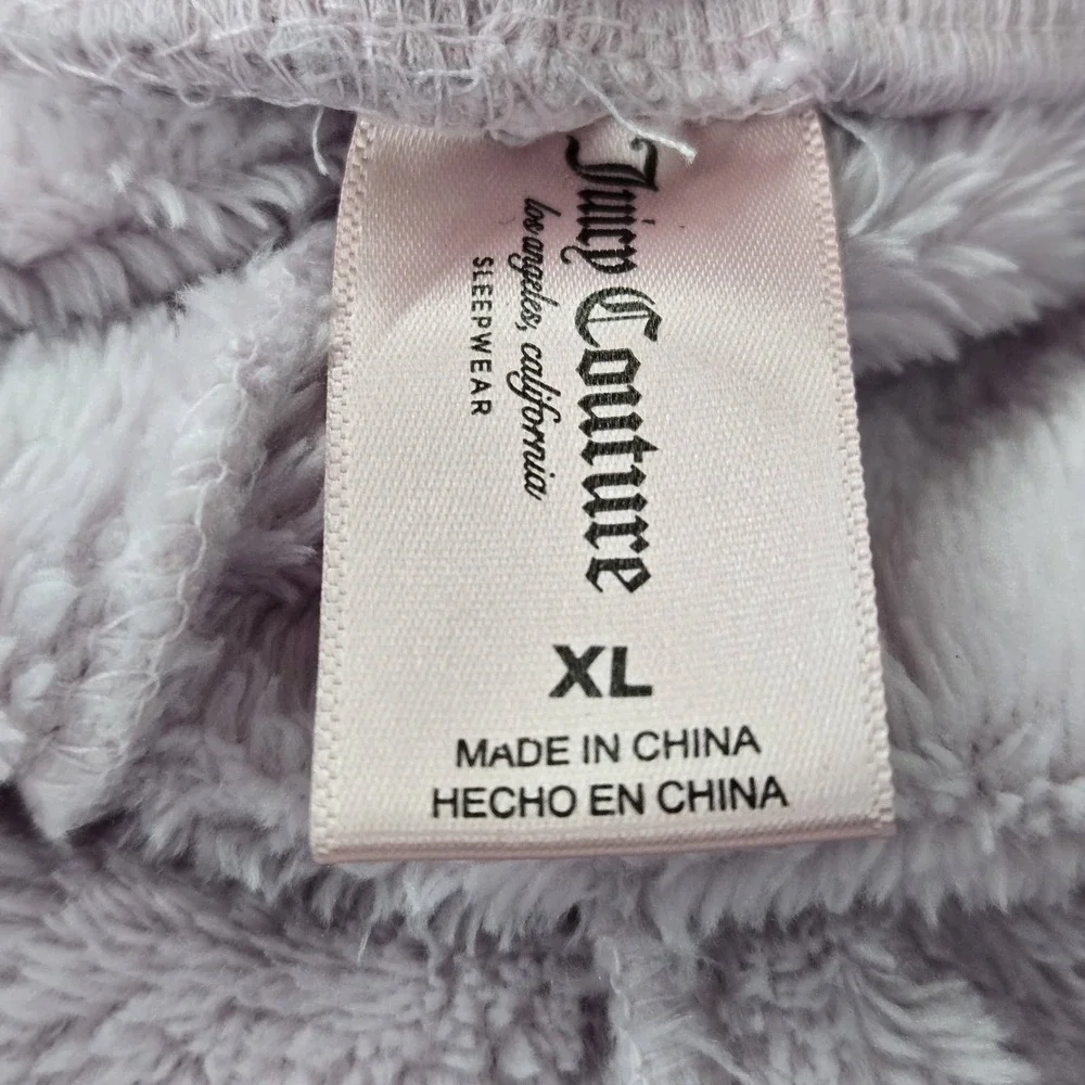 Juicy Couture Women‎ Sleepwear XL Pink Pajama Pants Sherpa Logo Wide Leg